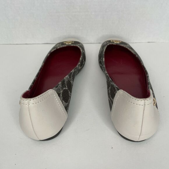 Coach Chelsea Chestnut Brown White Cap Toe Heel Ballet Flats Shoes Size 6B - Picture 5 of 10